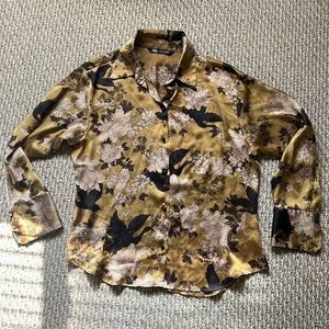 Zara Satin Floral Button Up